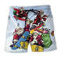 Beach Short / Adults / S Christmas Santa Skateboard Snow Day - Beach Short Reefox - Owls Matrix LTD