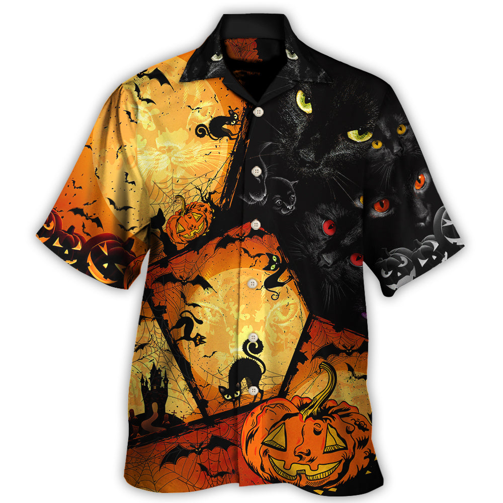 Halloween Black Cat Enjoy Halloween - Hawaiian Shirt - Reefox