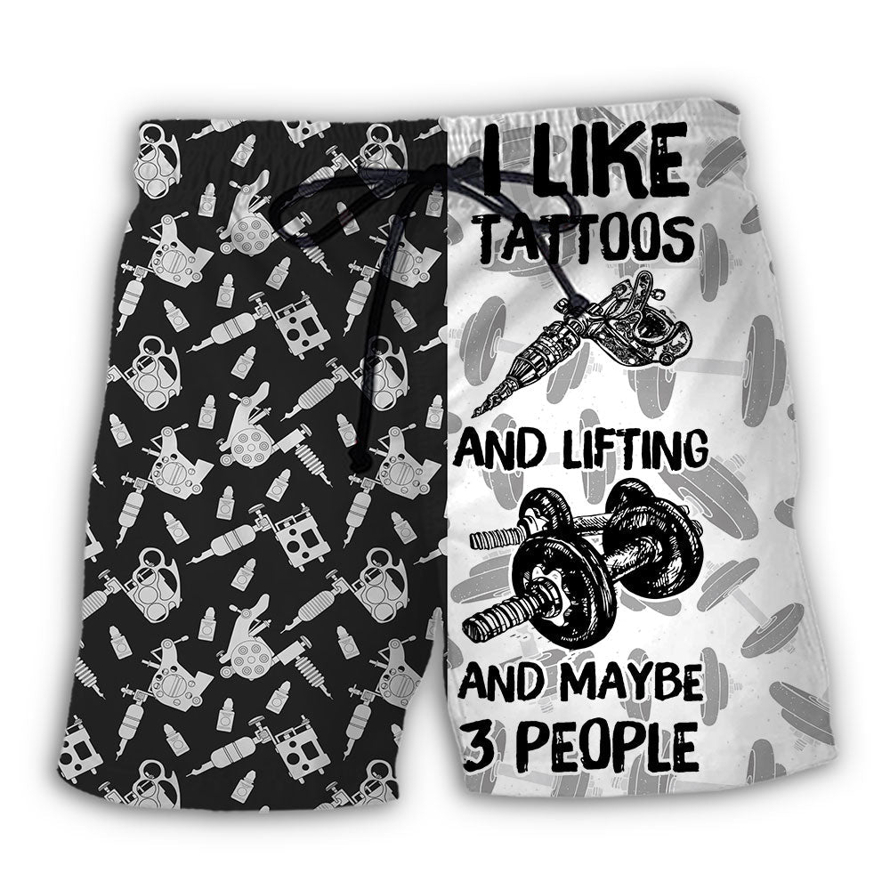 Beach Short / Adults / S Tattoo Lifting I Like Tatoos And Lifting - Beach Short Reefox - Owls Matrix LTD