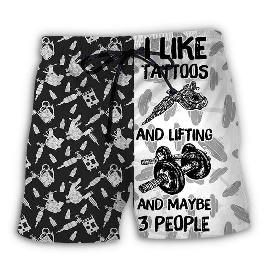 Beach Short / Adults / S Tattoo Lifting I Like Tatoos And Lifting - Beach Short Reefox - Owls Matrix LTD