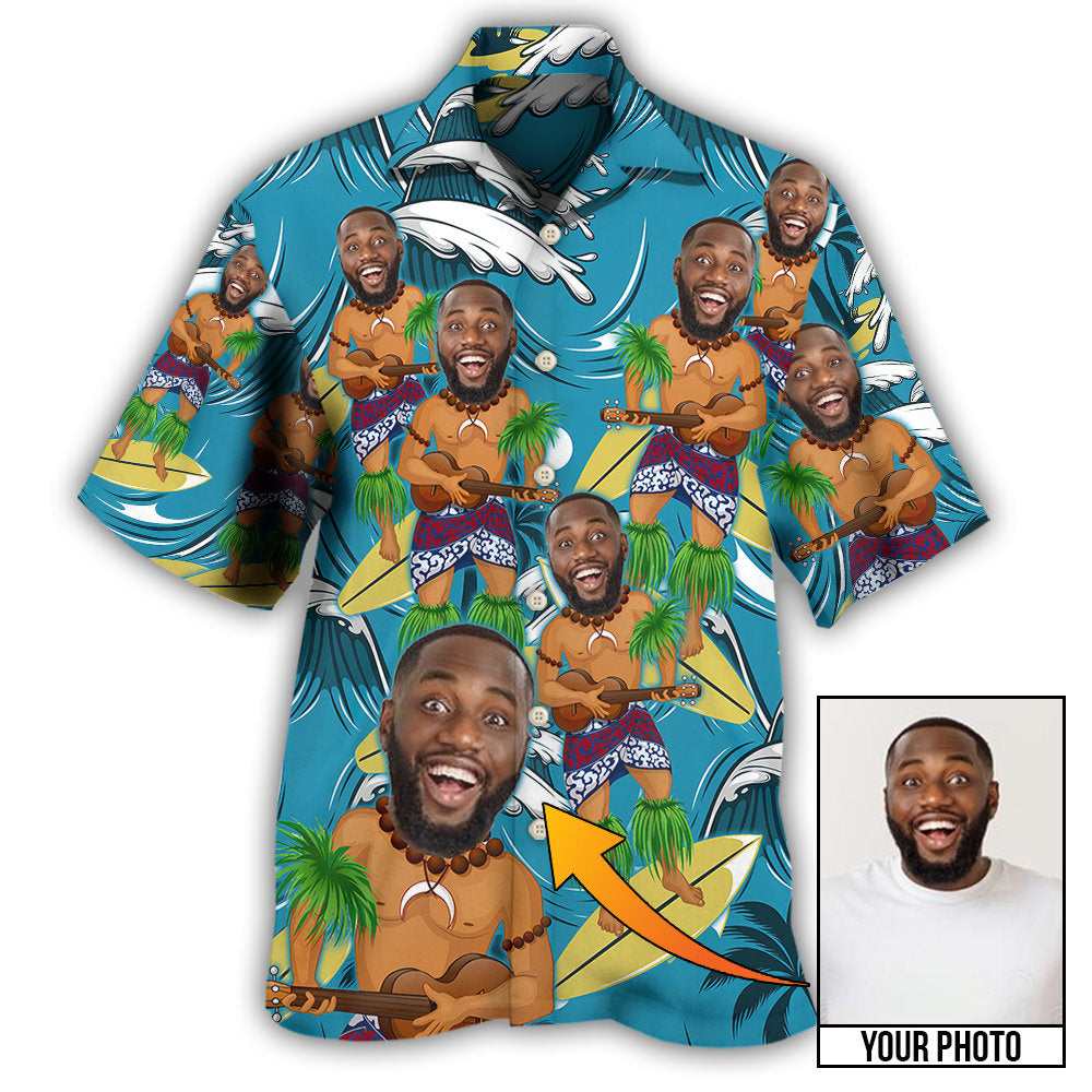 2 / Adults / S Face Funny Style Custom Photo - Hawaiian Shirt - Reefox