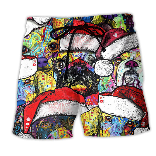 Beach Short / Adults / S Christmas Dog Colorful Draw With Love - Beach Short Reefox - Owls Matrix LTD