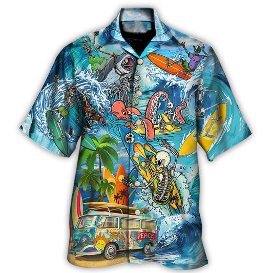 Hippie Live To Surf Skull Live Style - Hawaiian Shirt - Reefox