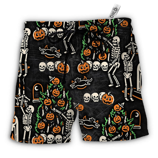 Beach Short / Adults / S Halloween Skull 'Tis The Season To Be Creepy - Beach Short Reefox - Owls Matrix LTD
