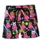 Dog Of DN Funny Dog Flower Neon Style Lovers Dog - Beach Short Hawaiian Print