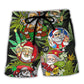 Christmas Weed Smoking Santa Hippie - Beach Short Reefox - Owls Matrix LTD