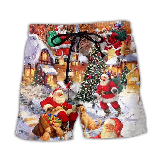 Beach Short / Adults / S Christmas Santa Claus Story In The Town Gift For Xmas - Beach Short Reefox - Owls Matrix LTD