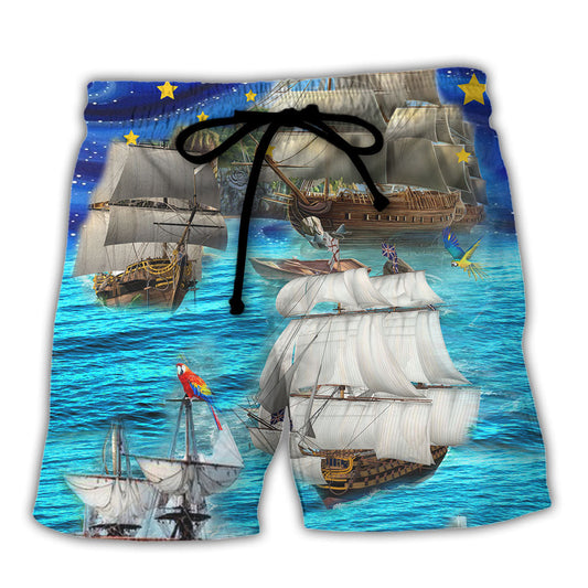 Sailing Love Ocean And Sky Christmas Style - Beach Short Reefox - Owls Matrix LTD