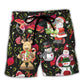 Beach Short / Adults / S Christmas Joyful Santa Snowman Merry Xmas - Beach Short Reefox - Owls Matrix LTD