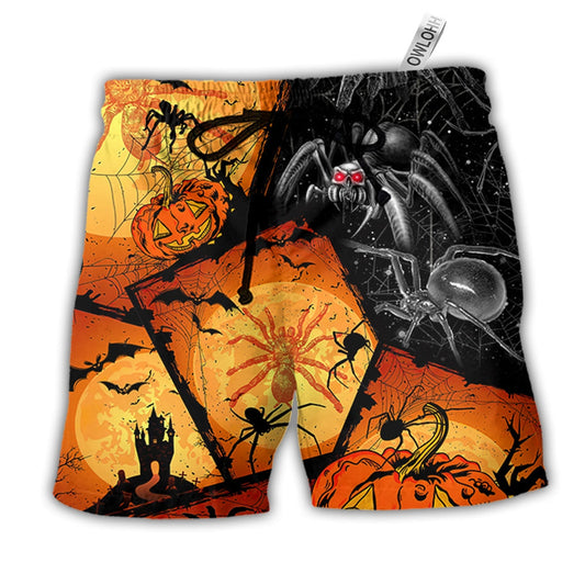 Beach Short / Adults / S Halloween Spider Pumpkin Scary - Beach Short Reefox - Owls Matrix LTD