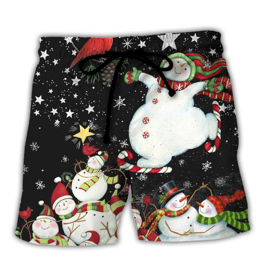 Christmas The World Of Christmas With Snowman - Beach Short Reefox - Owls Matrix LTD