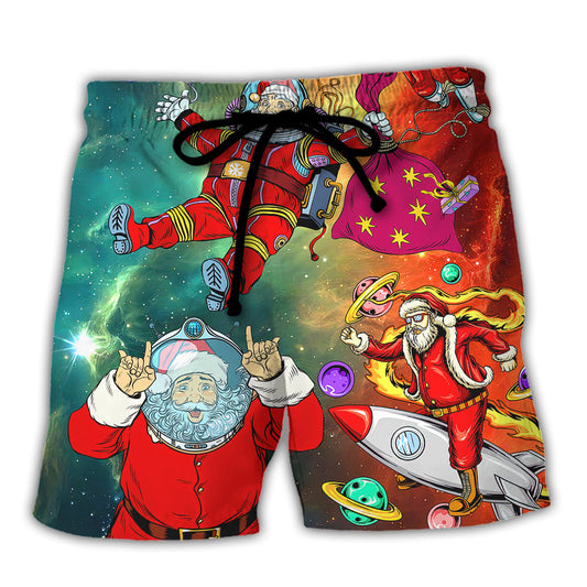 Christmas Santa Claus Astronaut Story In The Galaxy - Beach Short Reefox - Owls Matrix LTD