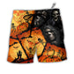 Beach Short / Adults / S Halloween Skull Pumpkin Scary - Beach Short Reefox - Owls Matrix LTD
