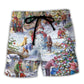 Beach Short / Adults / S Christmas Winter Holiday Santa Claus Is Coming - Beach Short Reefox - Owls Matrix LTD