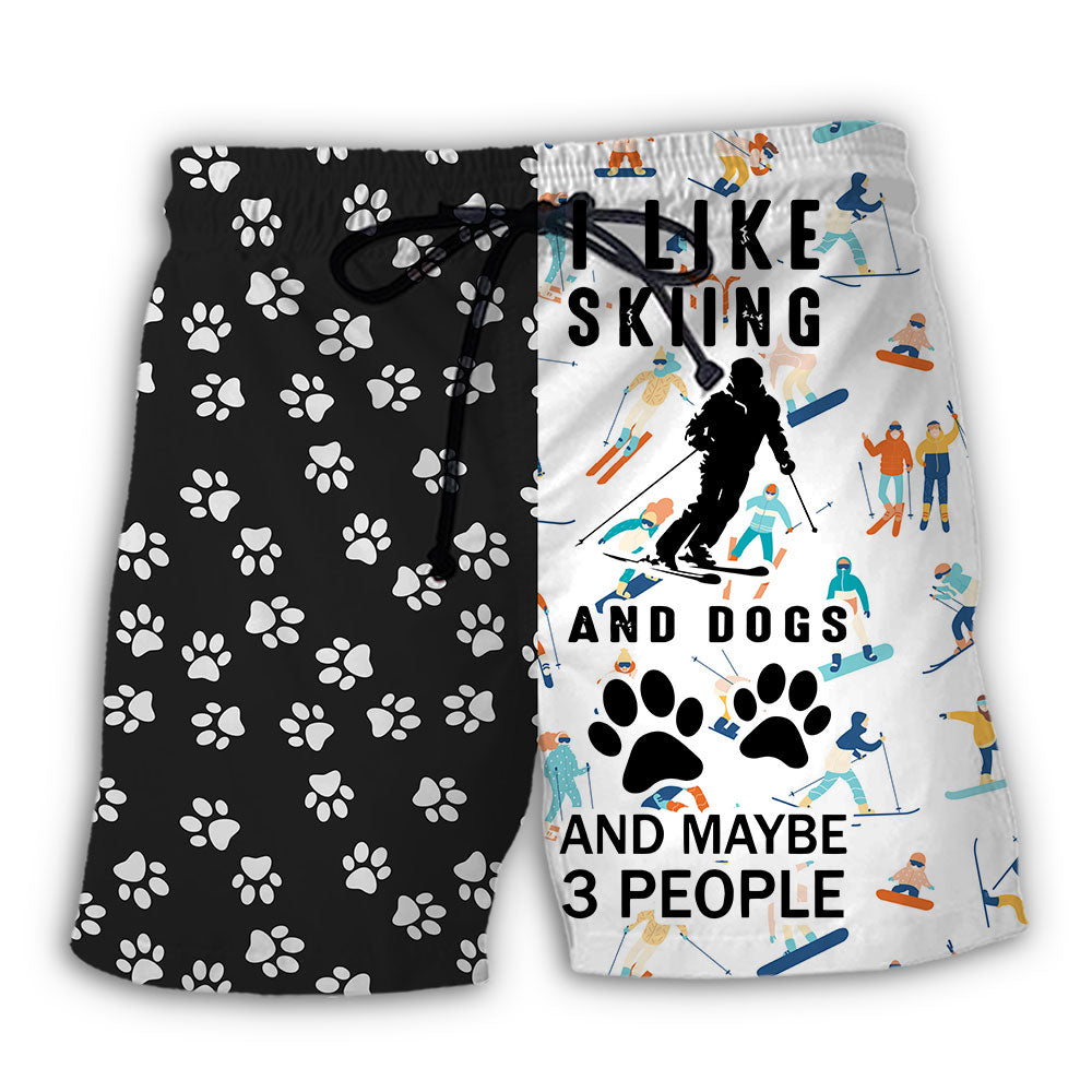Beach Short / Adults / S Skiing I Like Skiing And Dogs - Beach Short Reefox - Owls Matrix LTD