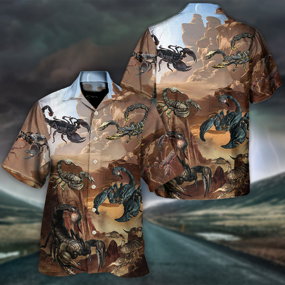 Scorpion Style With Mountain Behind - Hawaiian Shirt