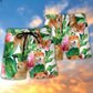 Shiba Inu Tropical Leaf Floral Style - Beach Short Reefox - Owls Matrix LTD