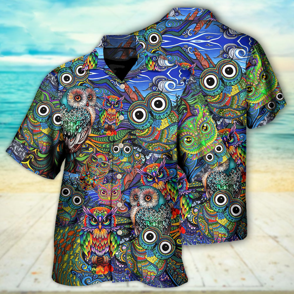 Hippie Owls Peace Life Mix Color Nice Style - Hawaiian Shirt - Reefox