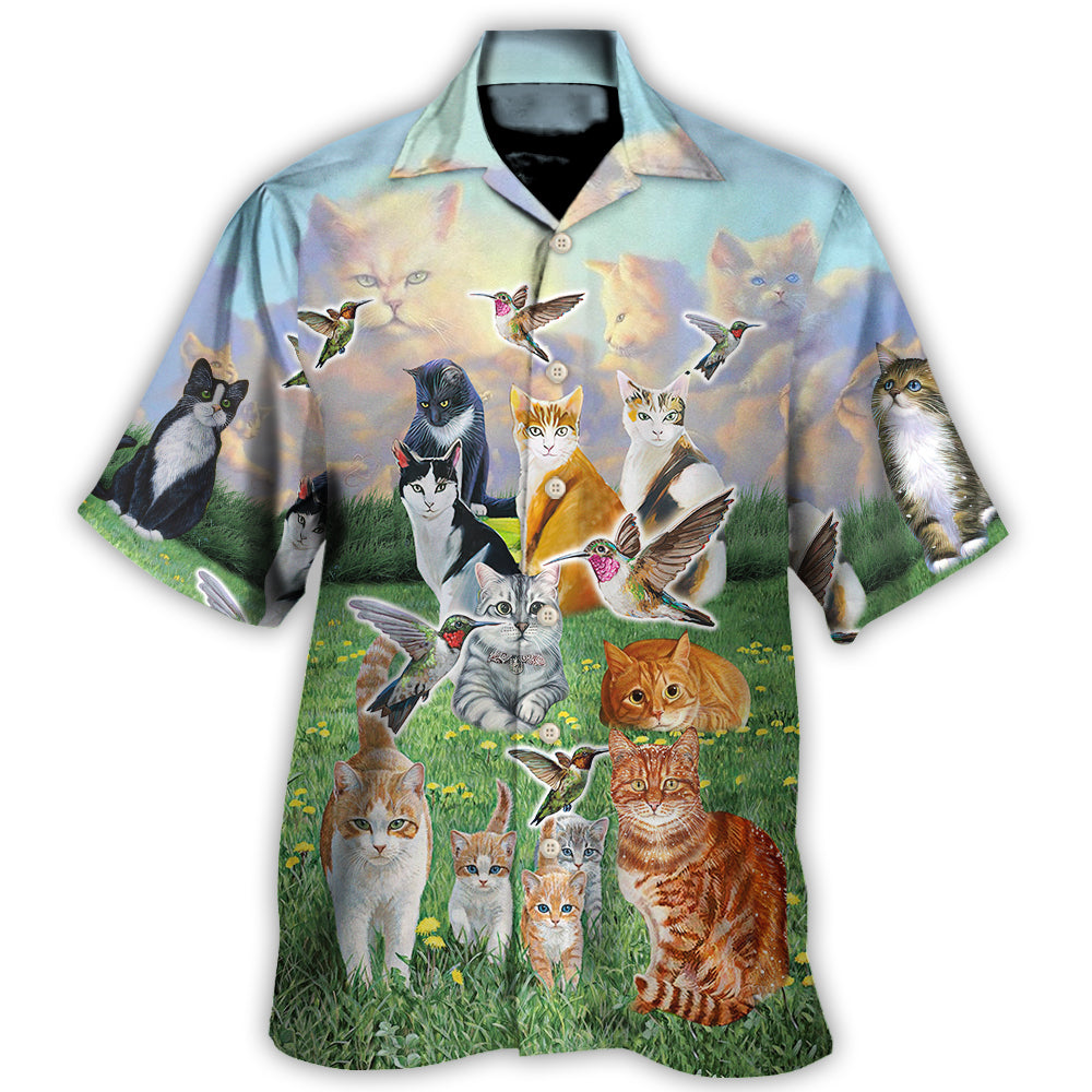 Hawaiian Shirt / Adults / S Cat Go To Heaven - Hawaiian Shirt - Reefox