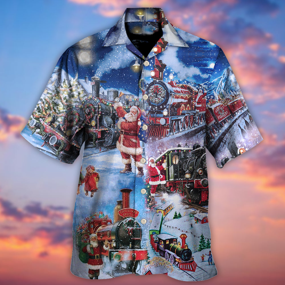 Train Christmas Santa And Train Happiness - Hawaiian Shirt - Reefox