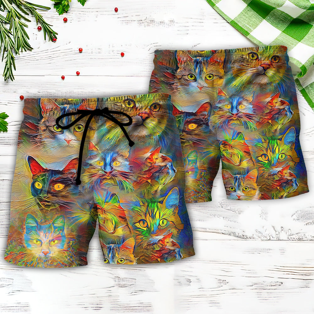 Cat Beautiful Colorful - Beach Short Reefox - Owls Matrix LTD