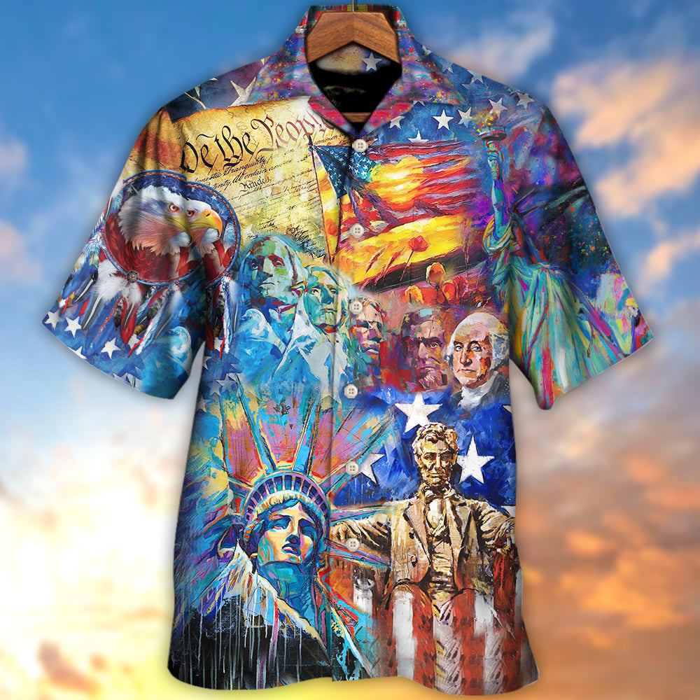 America My Patriotic Heart Beats Red White And Blue - Hawaiian Shirt - Reefox