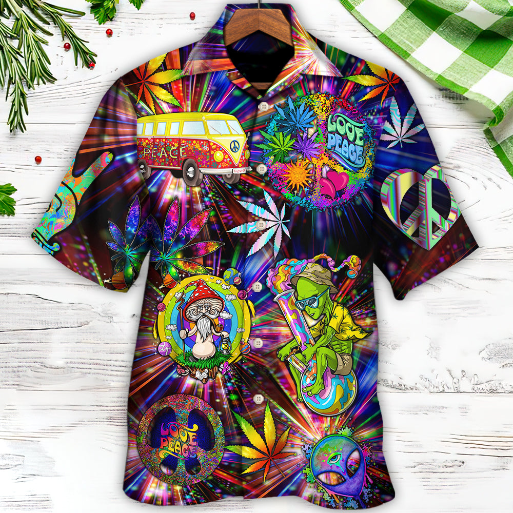 Hippie Alien Peace The Colorful Of Life Amazing Neon Style - Hawaiian Shirt - Reefox