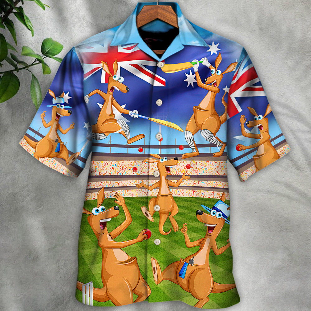 Cricket Kangaroo Play Cricket Funny We Love Cricket - Hawaiian Shirt - Reefox