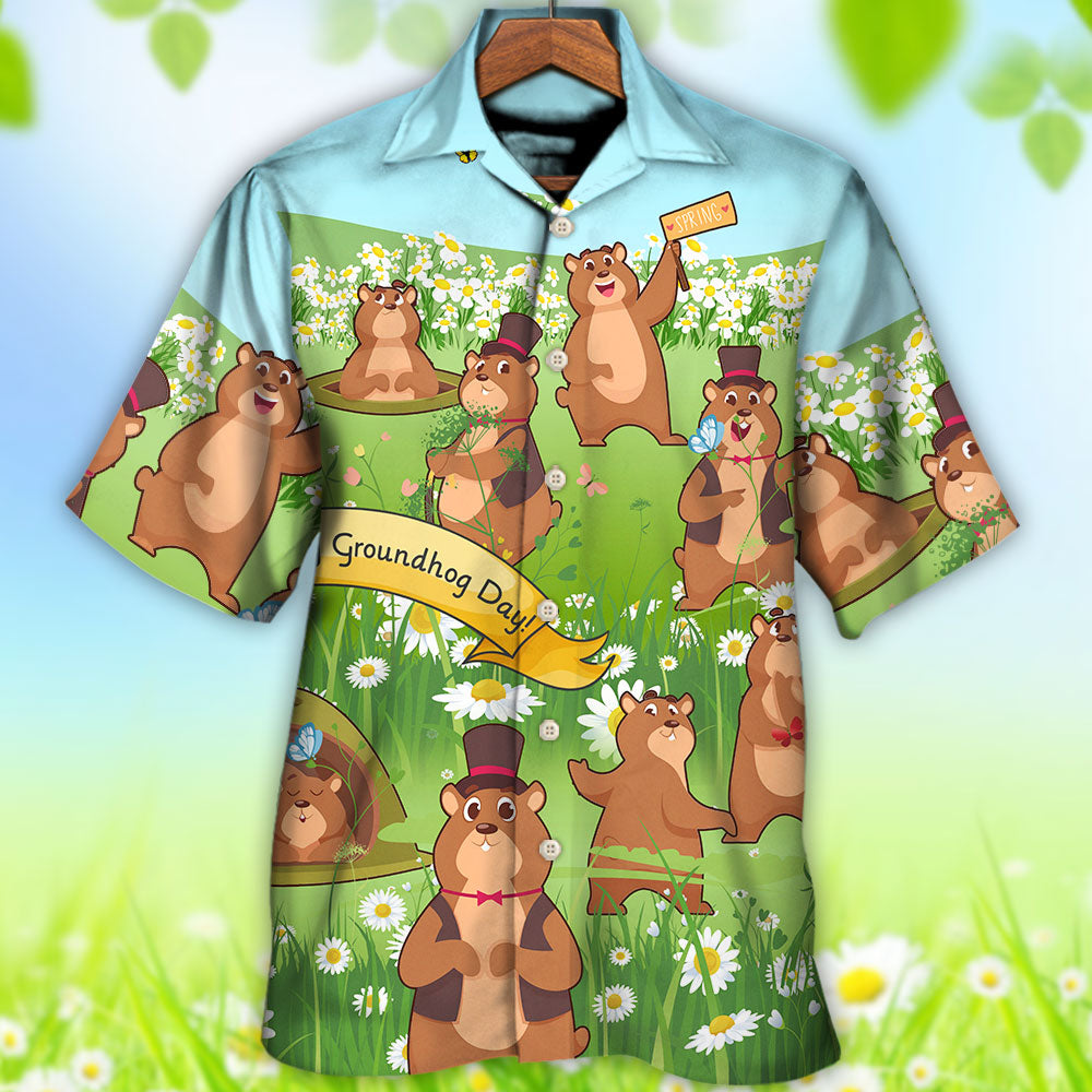 Groundhog Day Grass Flowers - Hawaiian Shirt - Reefox
