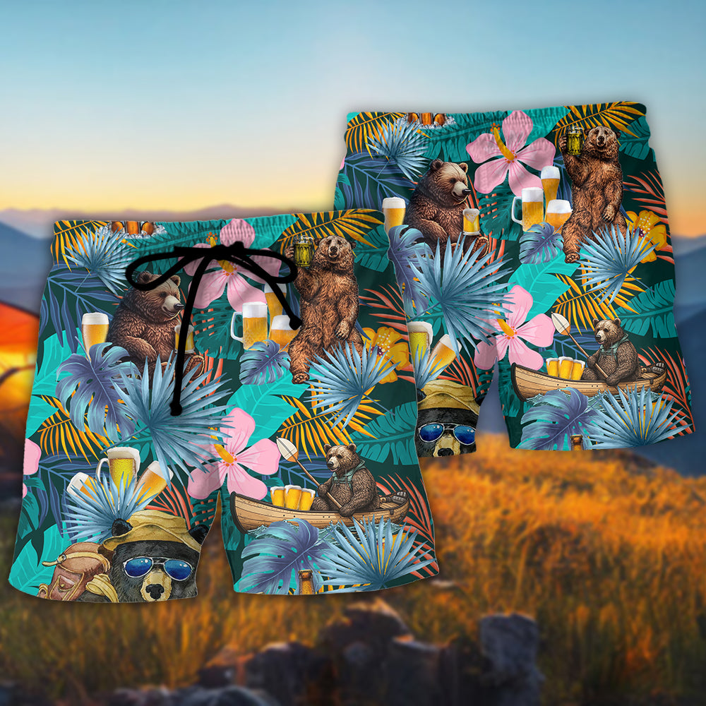 Camping Funny Bear Camping Without Beer Is Just Sitting In The Woods - Beach Short Reefox