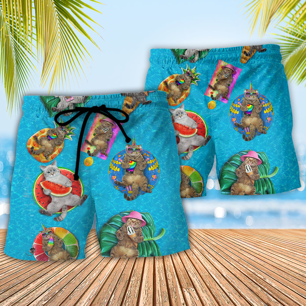 Beach - Cat Sunbathing Sunshine Good Times And Tan Lines - Beach Short