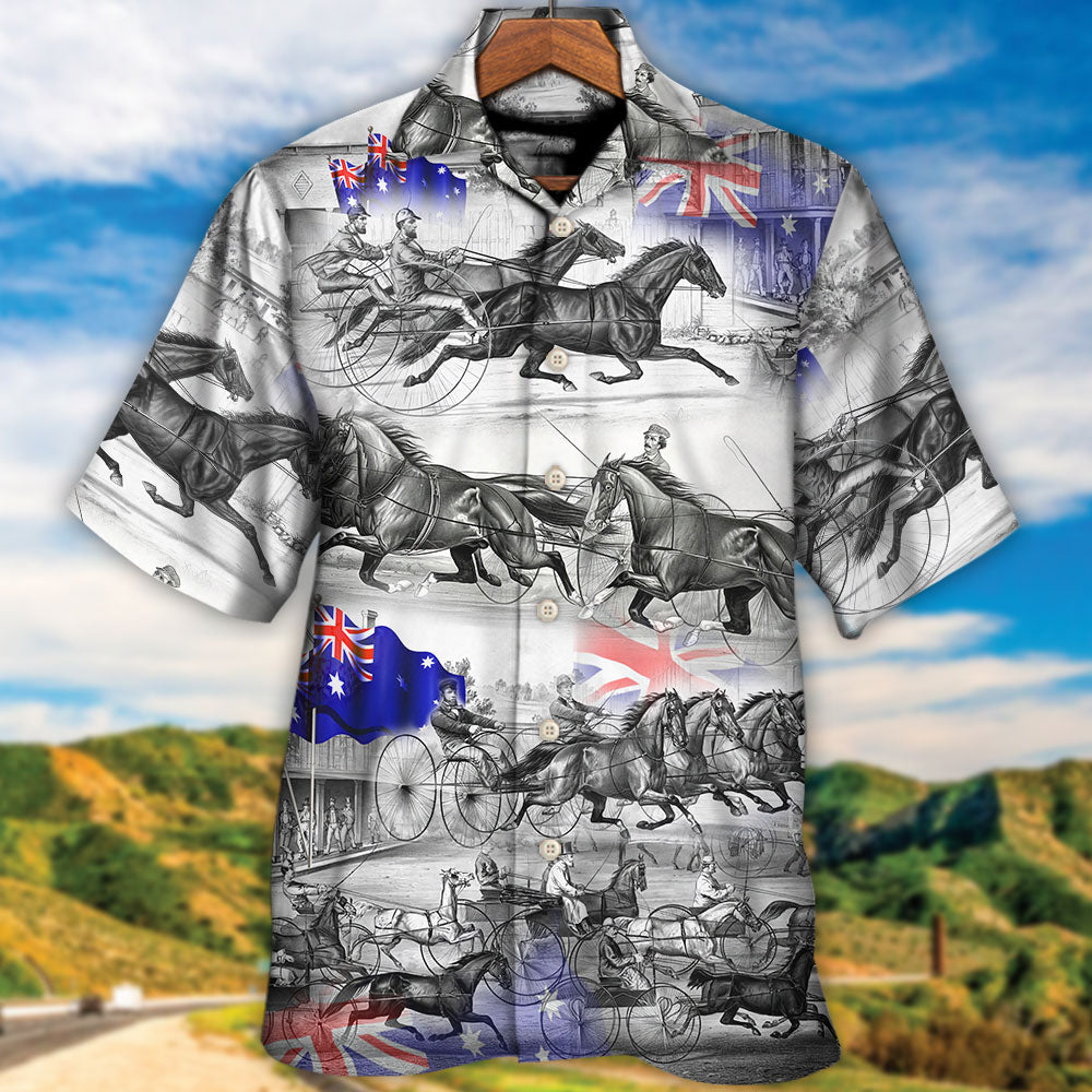 Harness Racing Horse Racing Australia Flag - Hawaiian Shirt - Reefox