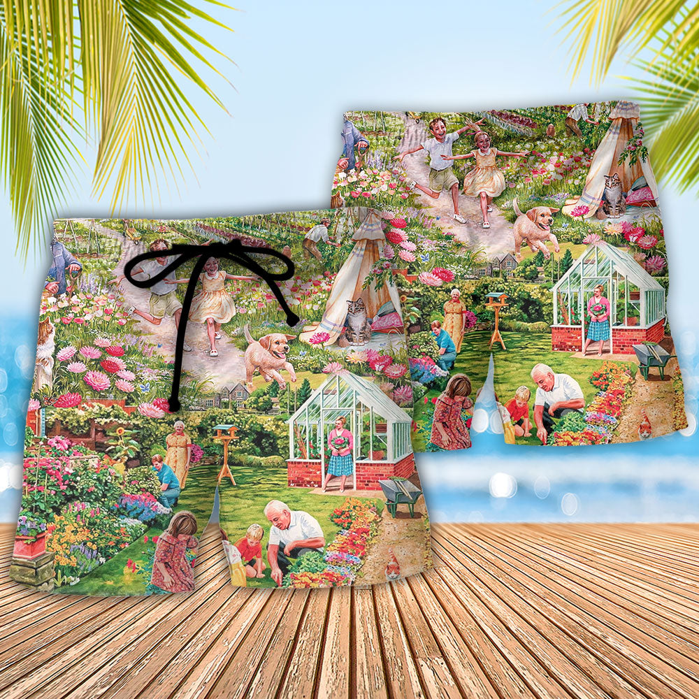 Gardening Sometimes I Wet My Plants Flowers Vintage Art - Beach Short Reefox