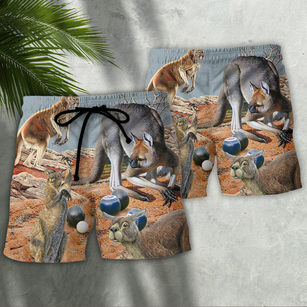 Lawn Bowling Kangaroo With Lawn Bowling - Beach Short Reefox - Owls Matrix LTD