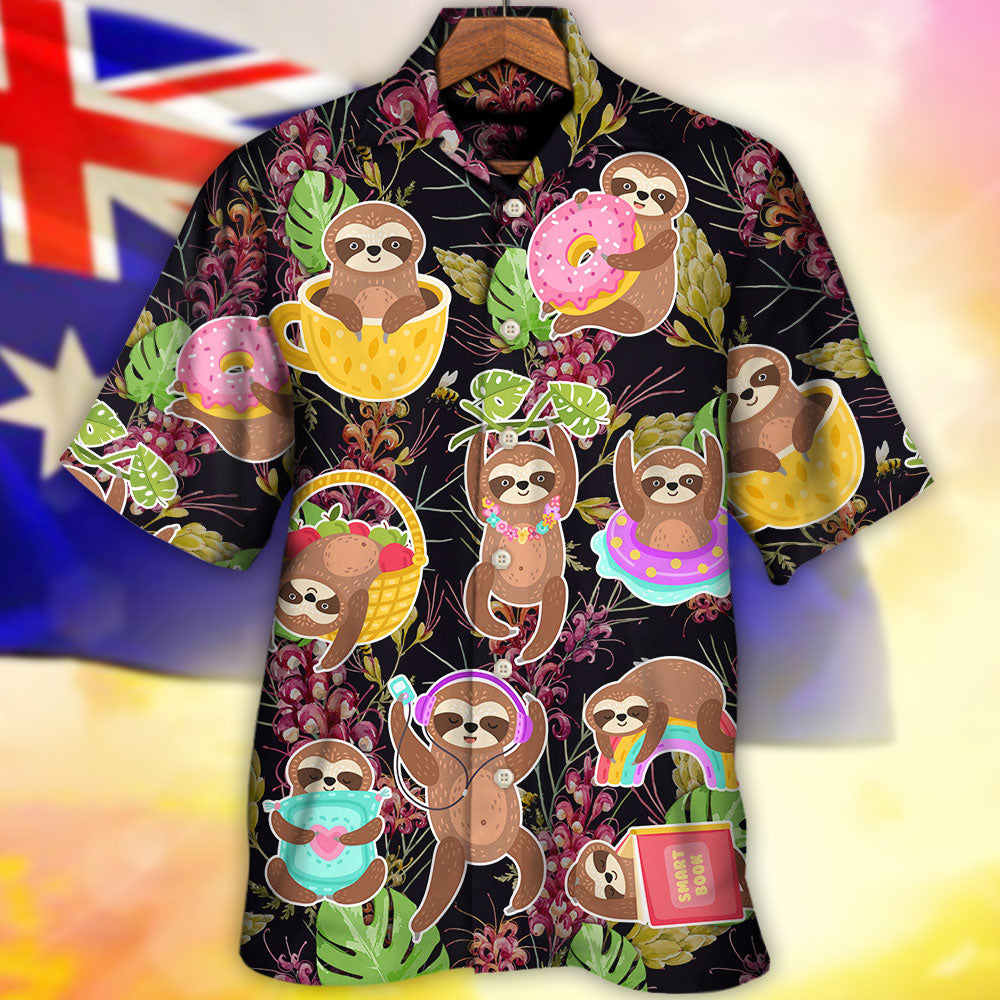 Sloth Cute Funny Tropical Vibe Art - Hawaiian Shirt - Reefox