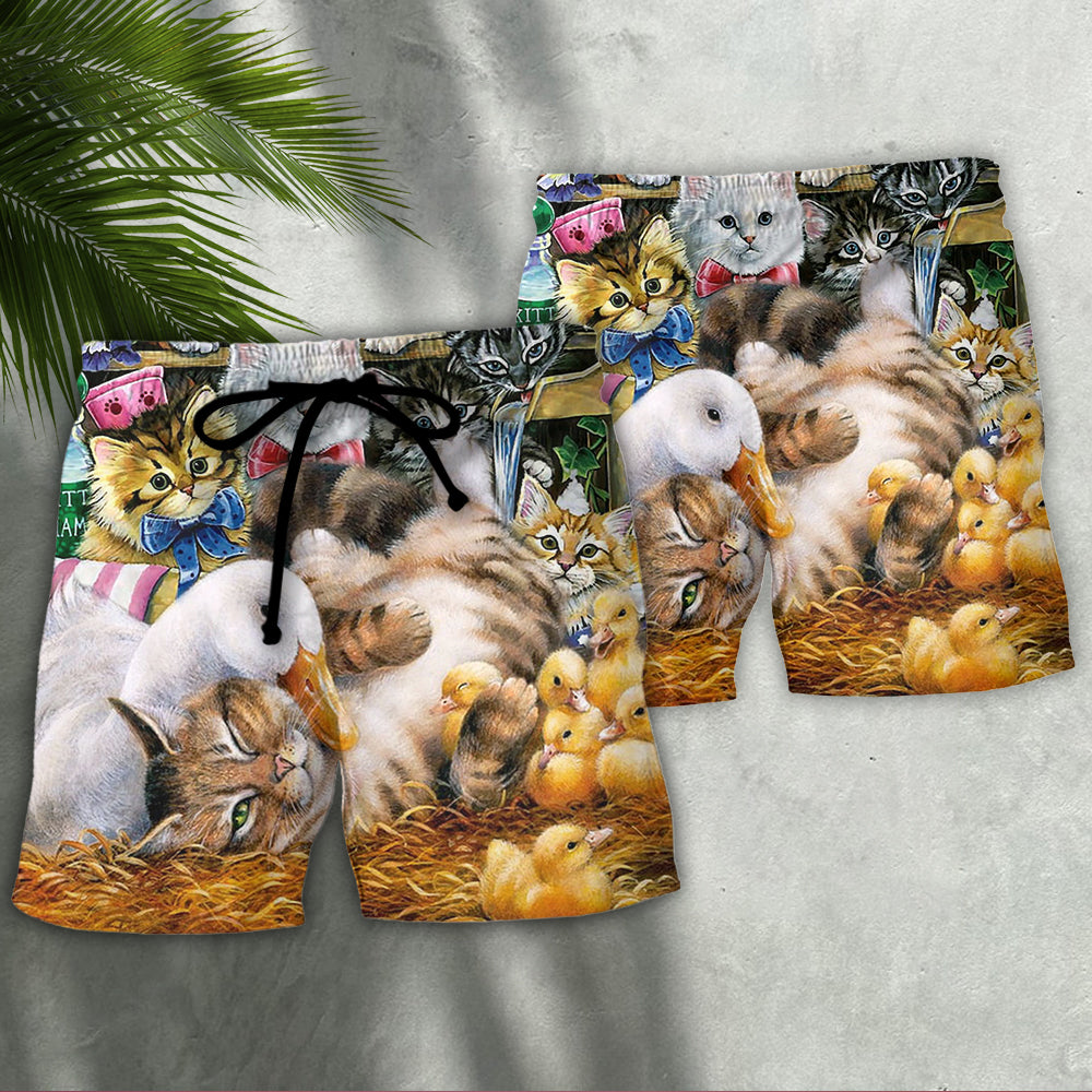 Animals Ducks And Cats - Beach Short Reefox - Owls Matrix LTD