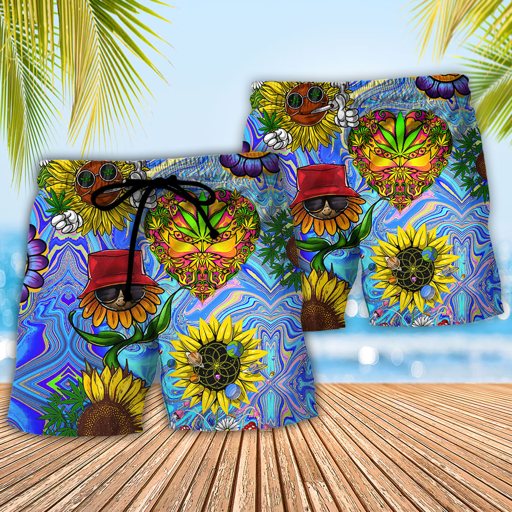 Hippie Sunflowers Stay Trippy Little Hippie - Beach Short Reefox - Owls Matrix LTD