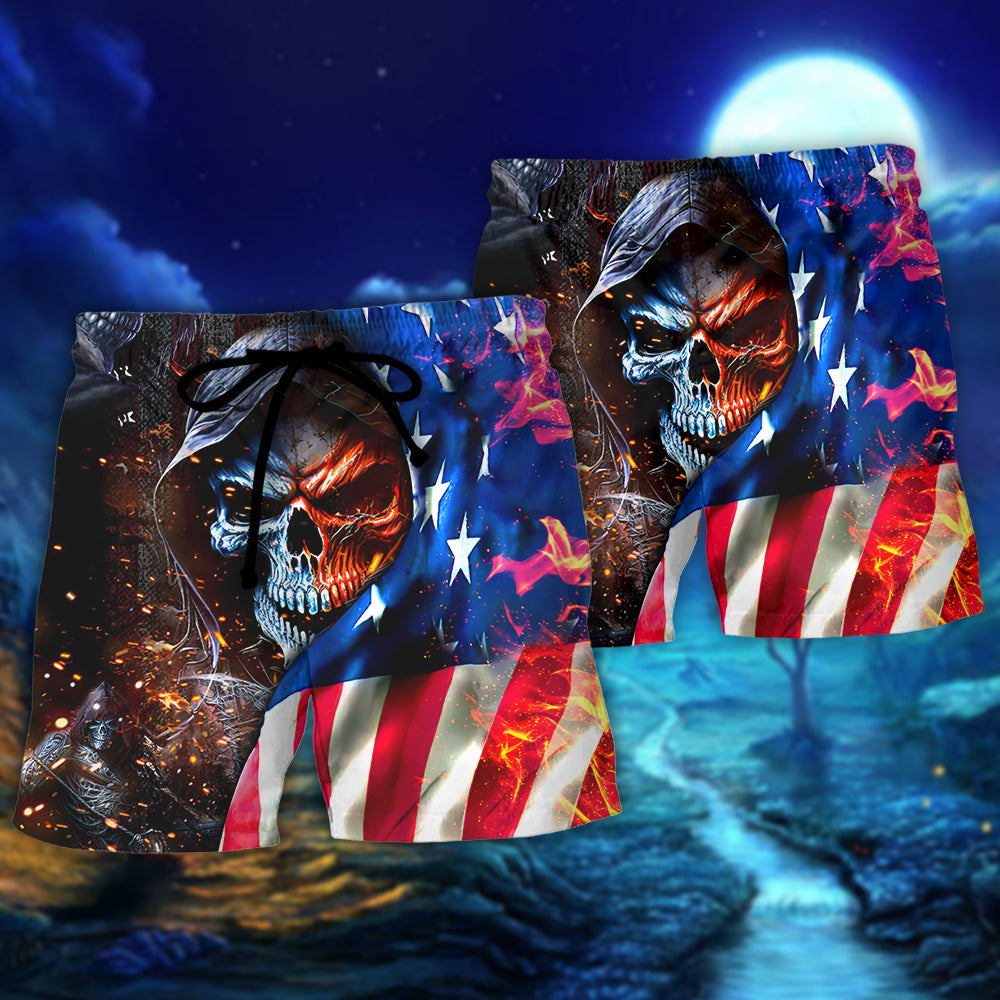 Skull If This Flag Offends You I'll Help You Pack - Beach Short Reefox