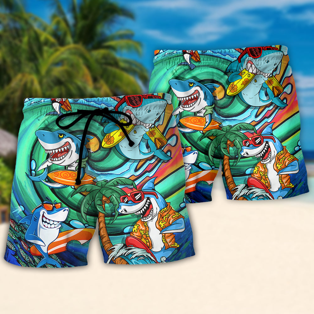 Surfing Funny Shark Surfing Life is Simple Just Add Water Surfing Lovers - Beach Short Reefox