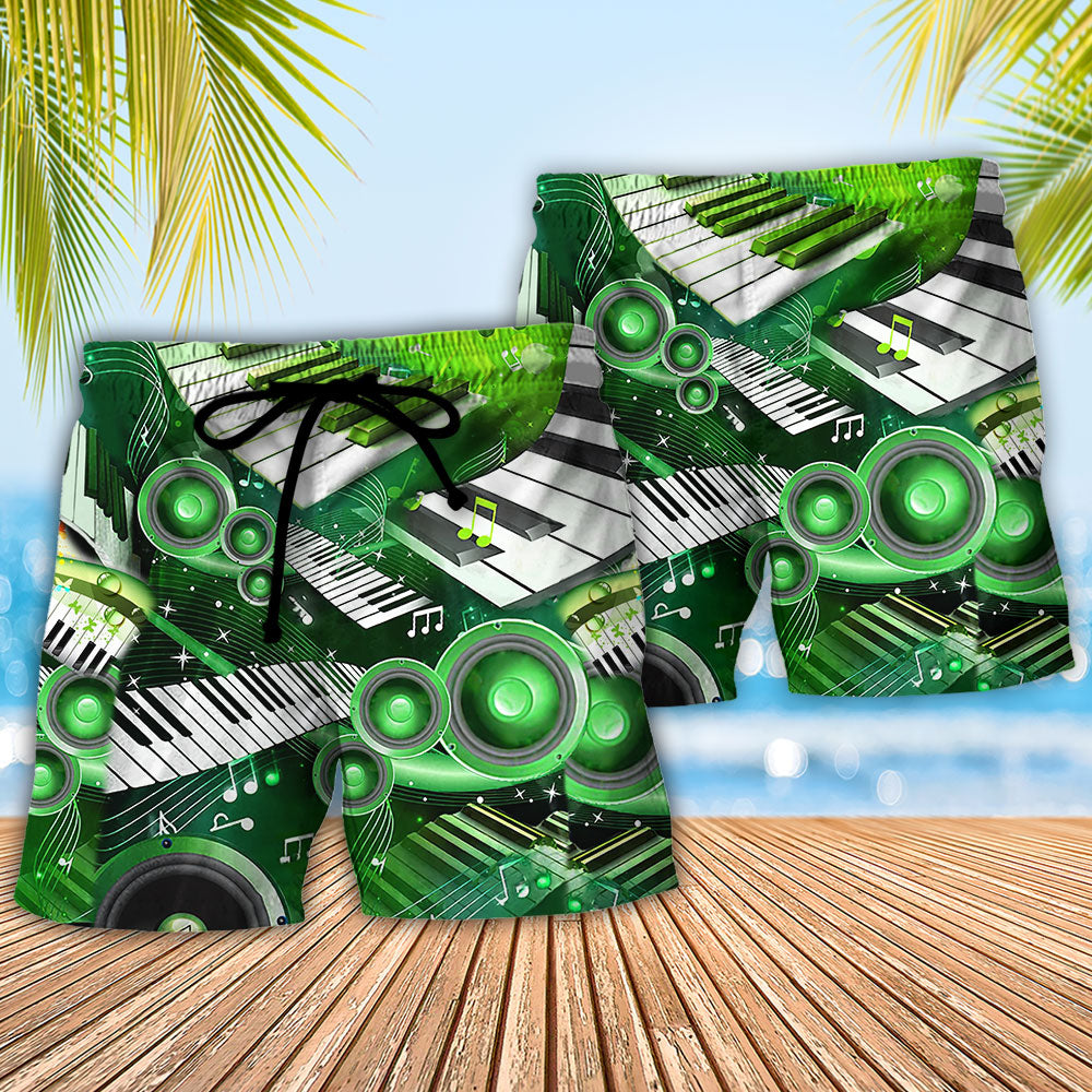 Piano Music Love Green Style - Beach Short Reefox - Owls Matrix LTD