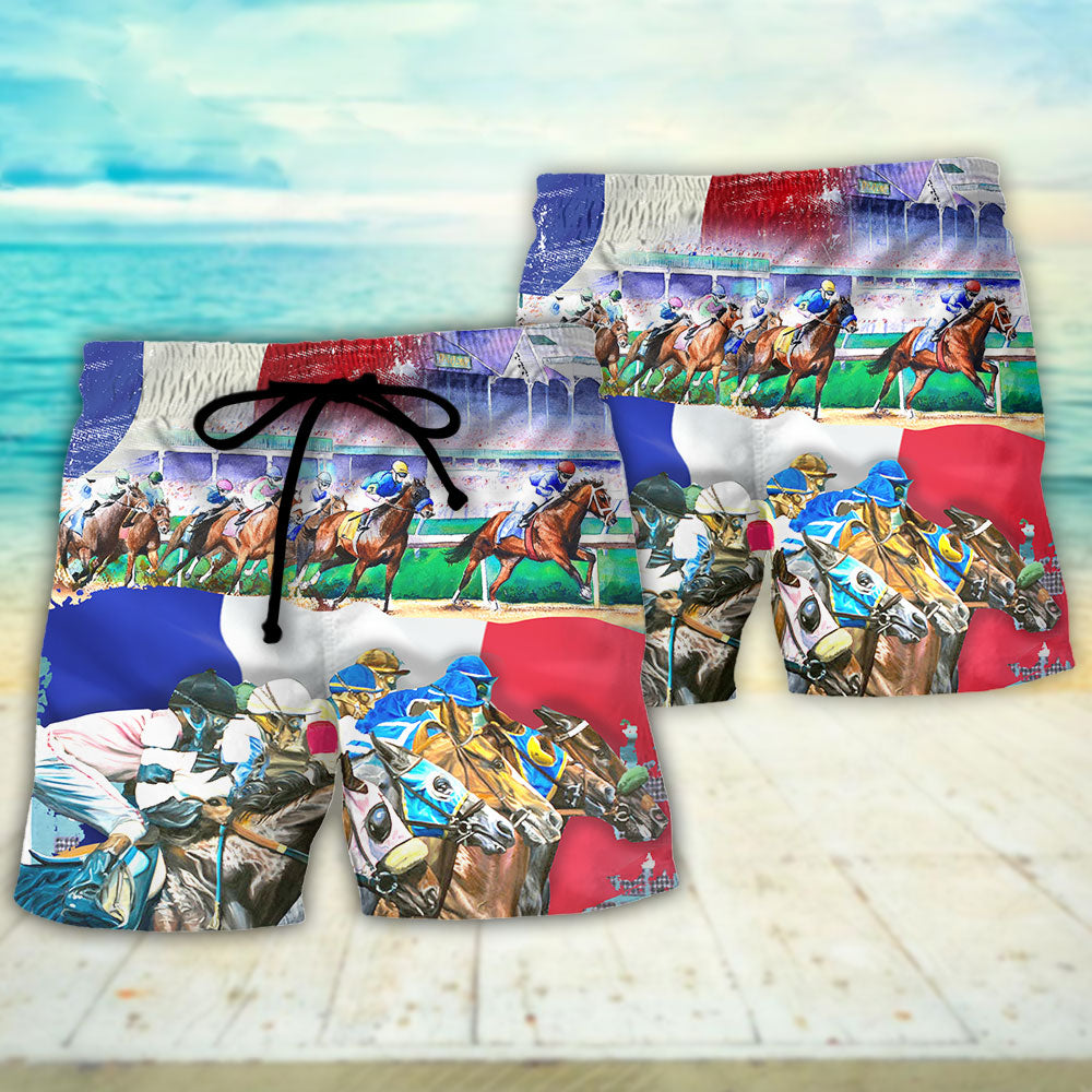 Horse France Horse Racing Amazing Seat Lover Style - Beach Short Reefox - Owls Matrix LTD