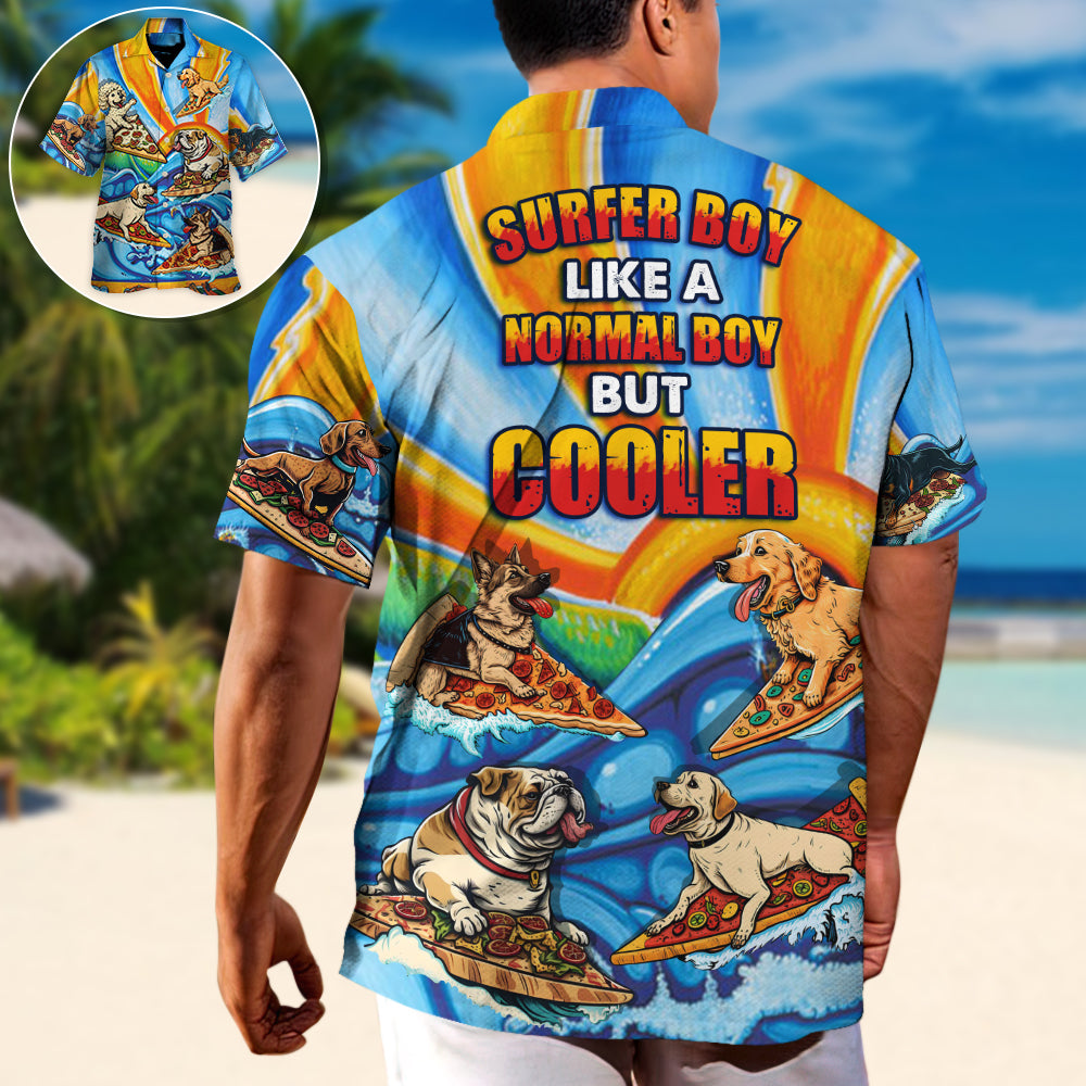 Surfing Funny Dog Pizza Surfing Boy Like A Normal Boy But Cooler Lovers Surfing - Hawaiian Shirt