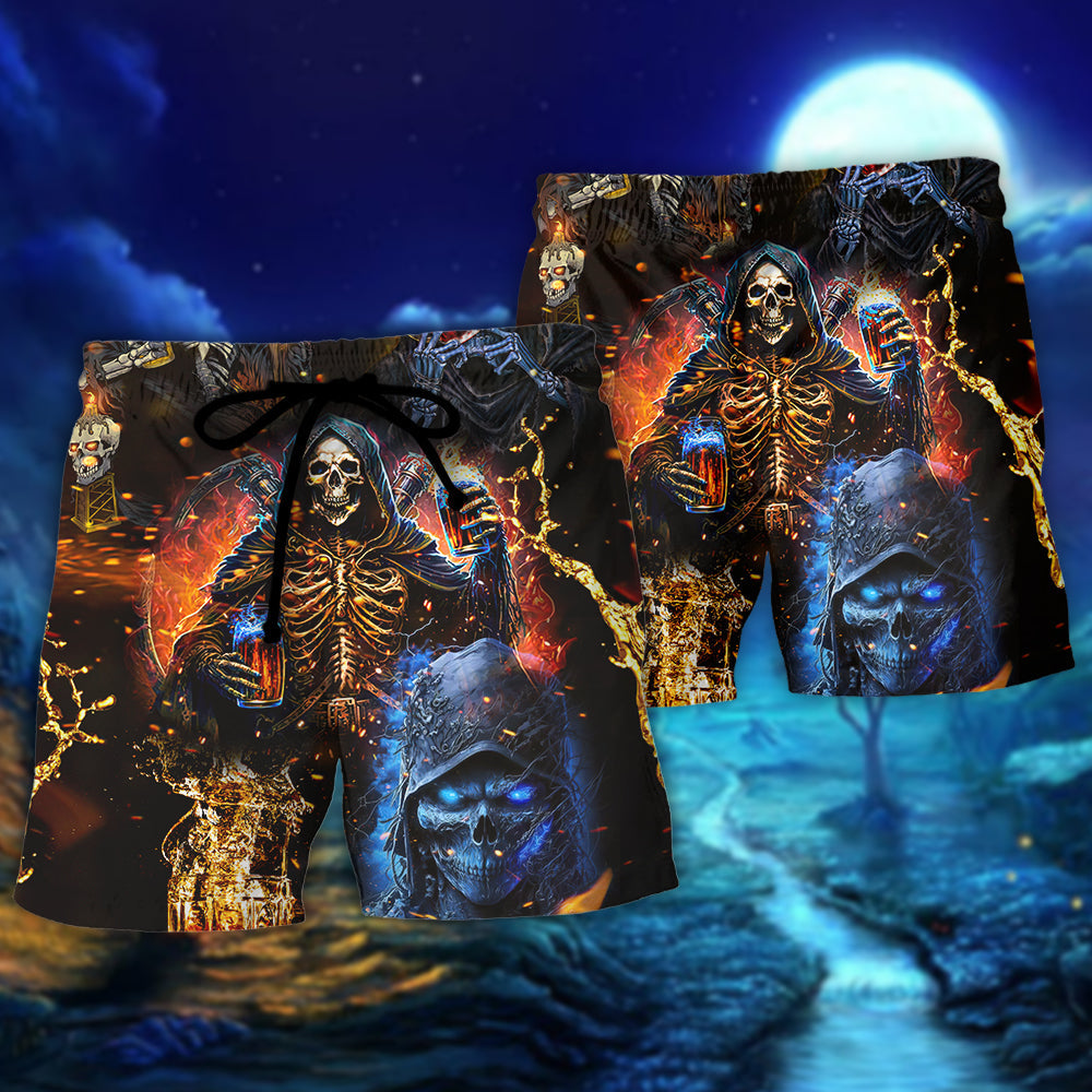 Skull Hello My Darkness My Old Friend I've Come To Drink With You Again - Beach Short Reefox