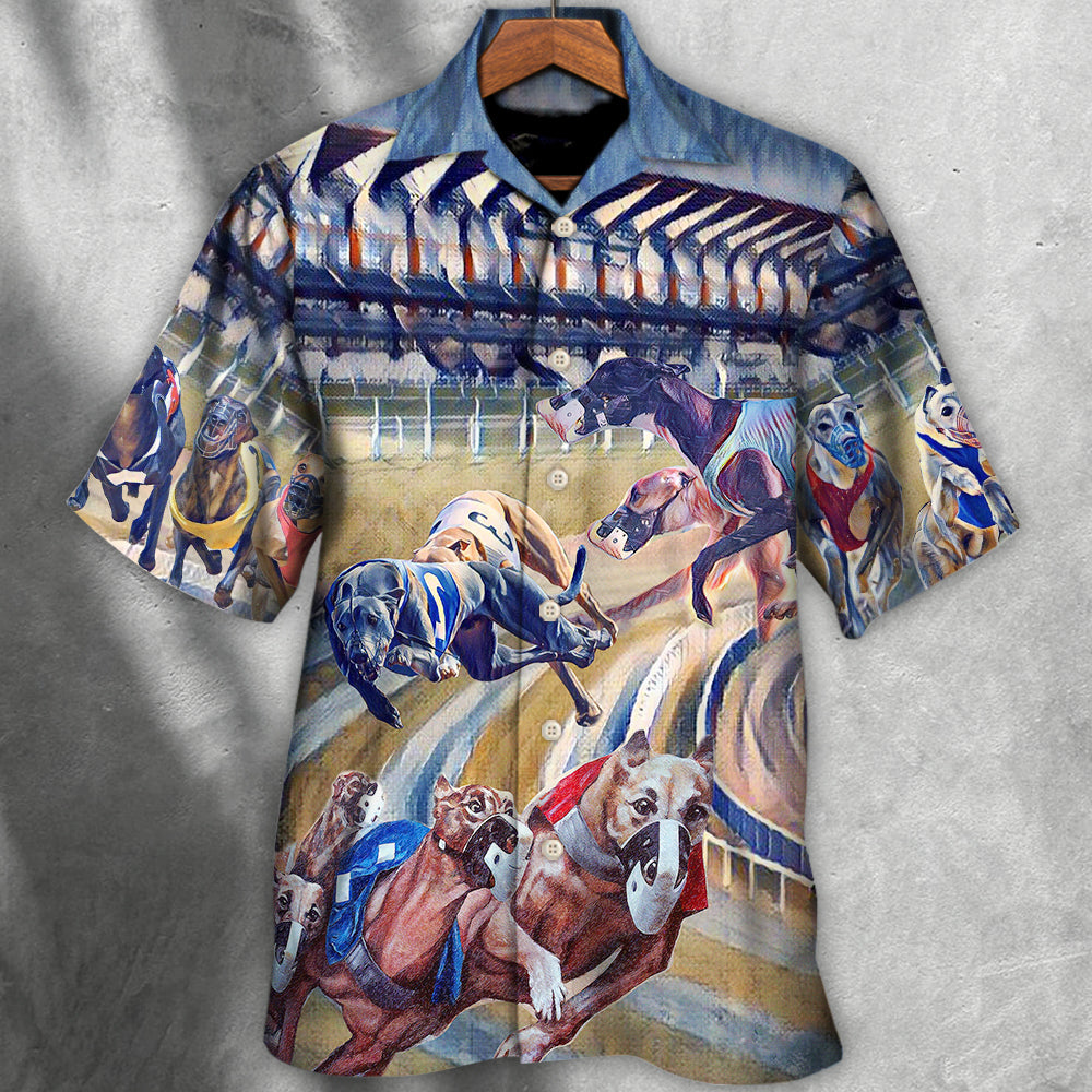 Dog Racing Art Print We Love Dog Racing Greyhound - Hawaiian Shirt - Reefox