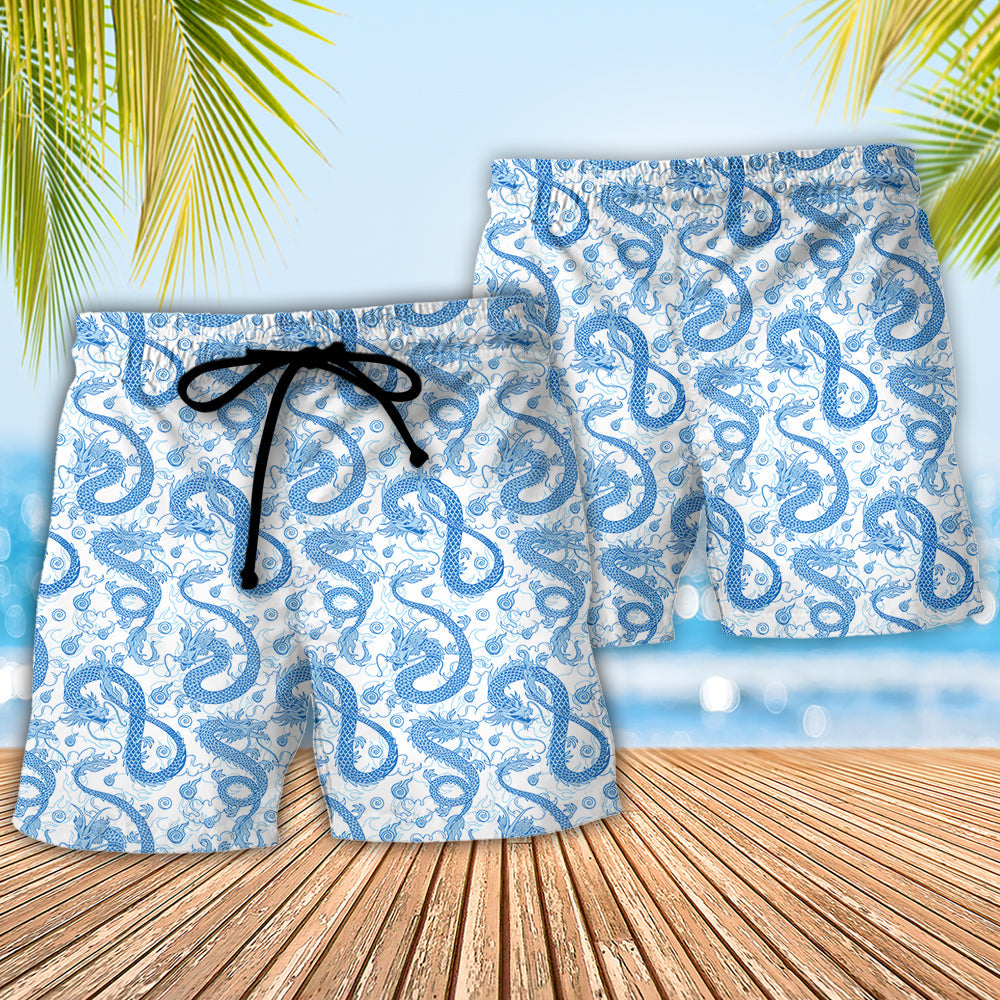 DnD Blue Dragon And White - Beach Short