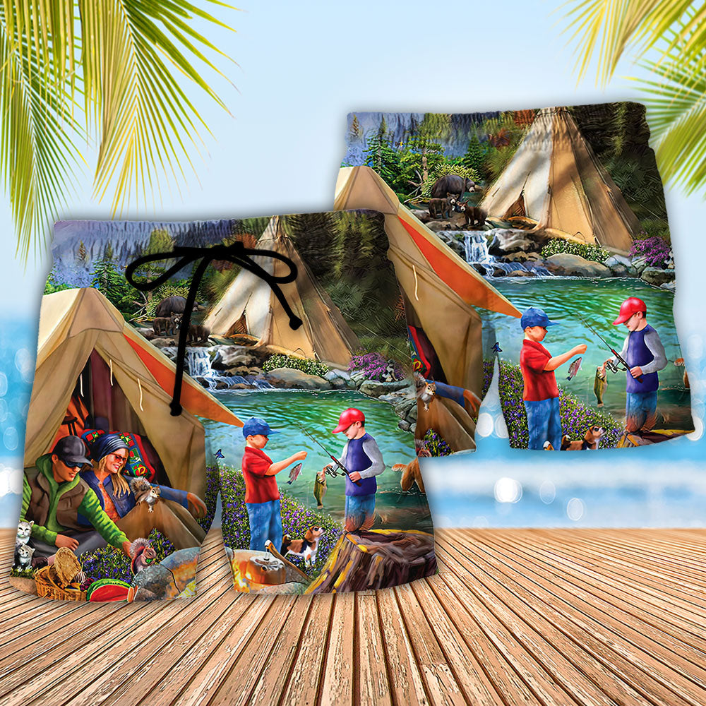 Camping My Favorite Camping Buddies Call Me Dad - Beach Short Reefox