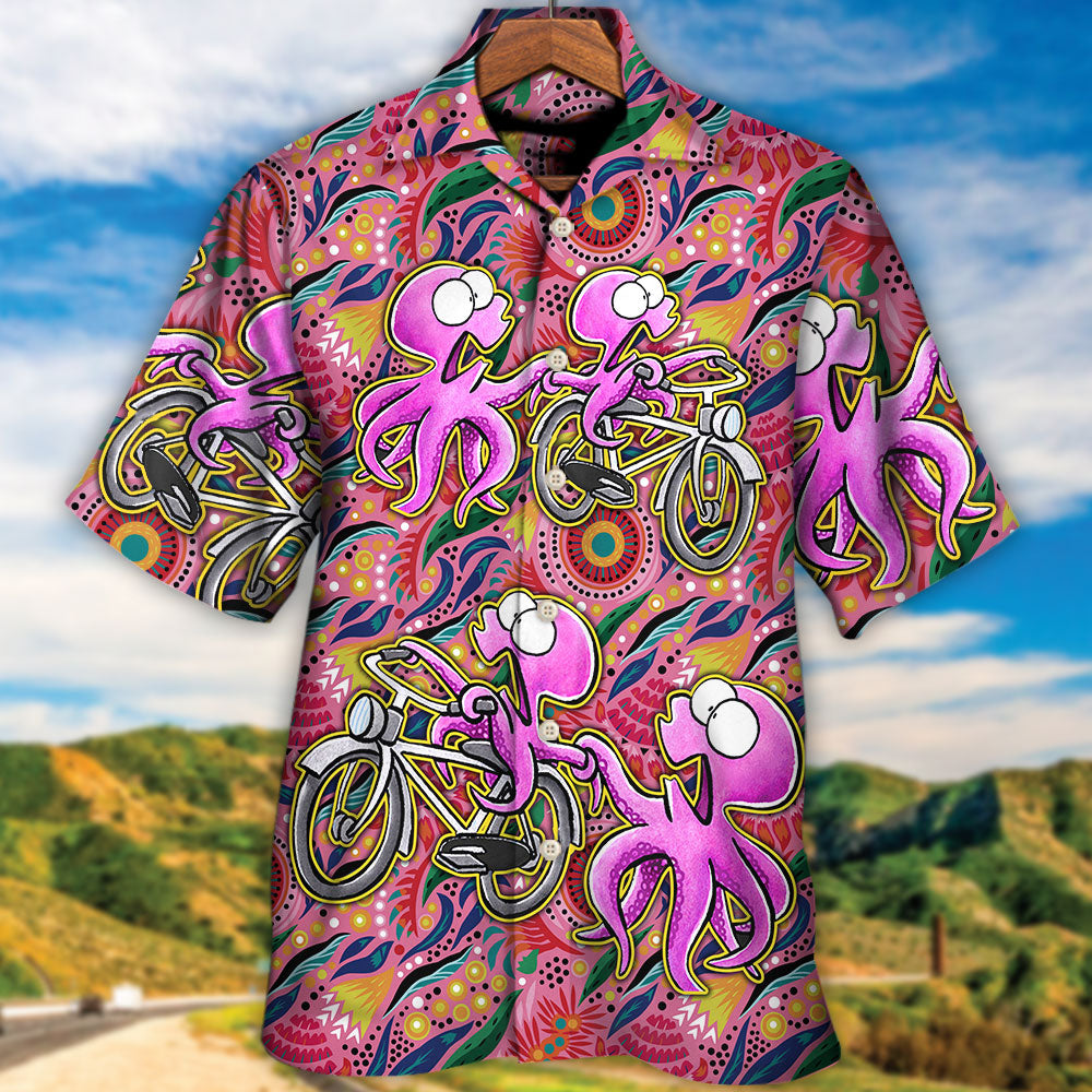 Octopus Ride Cycling Tropical Art - Hawaiian Shirt - Reefox