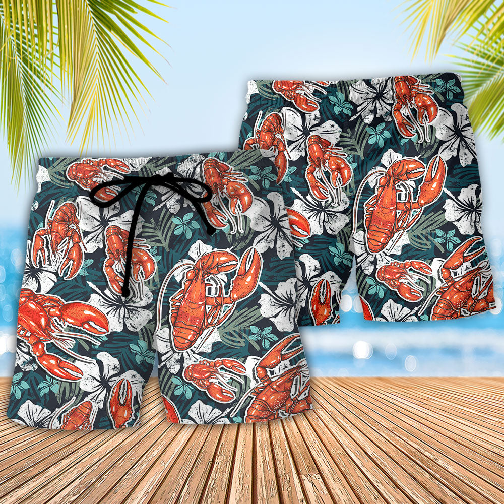 Lobster When Life Gives You Lemons Order The Lobster Tail Tropical Vibe Amazing Style - Beach Short Reefox