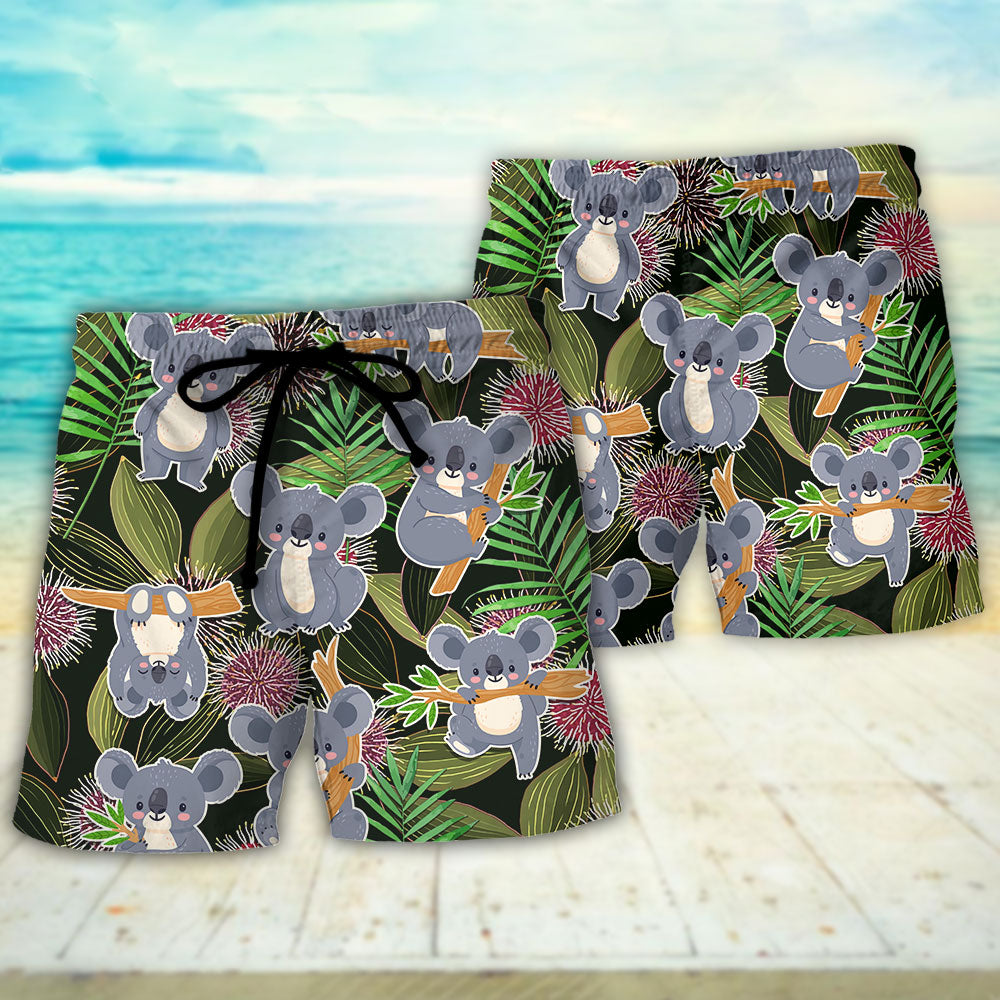 Koala Daily Life Funny Tropical Funny Art - Beach Short Reefox - Owls Matrix LTD