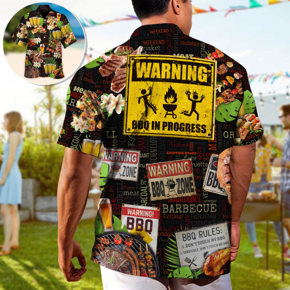 Barbecue Funny BBQ Beer Warning BBQ In Progress BBQ Zone - Hawaiian Shirt